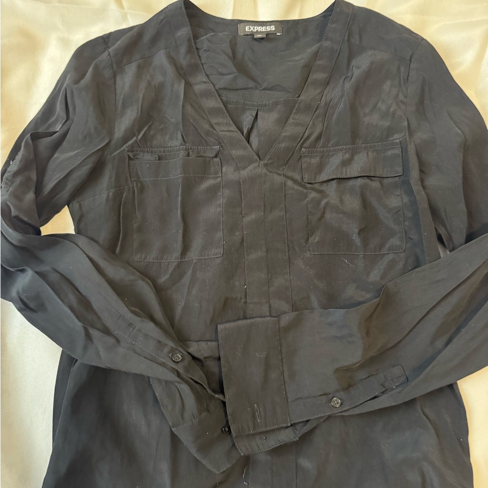 Express Black Casual Button Down Shirt